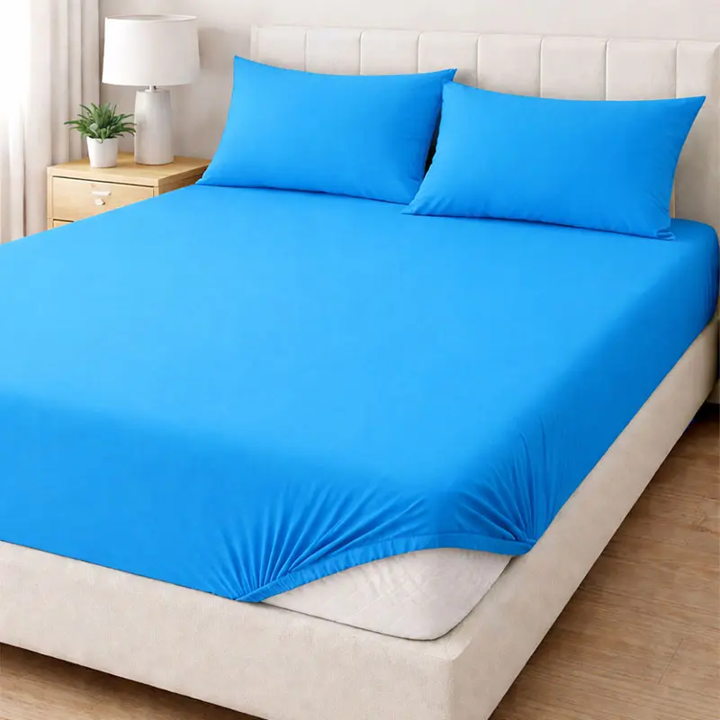 Долен чаршаф с ластик цвят електрик -26