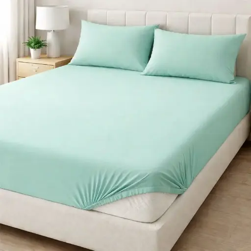 Долен чаршаф с ластик цвят мента -24