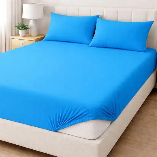 Долен чаршаф с ластик цвят електрик -26