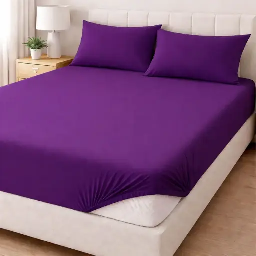 Тъмнолилав чаршаф с ластик -28