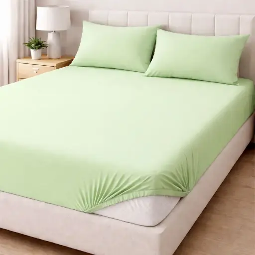 Чаршаф с ластик за матрак в светлозелен цвят-31