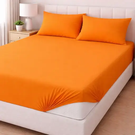 Чаршаф с ластик за матрак в Orange -34